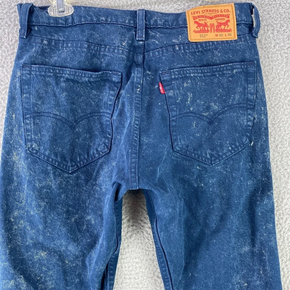 Levi's 512 Jeans Men's‎ 32 x 30 Blue Splashed Wash Cotton Blend Tapered